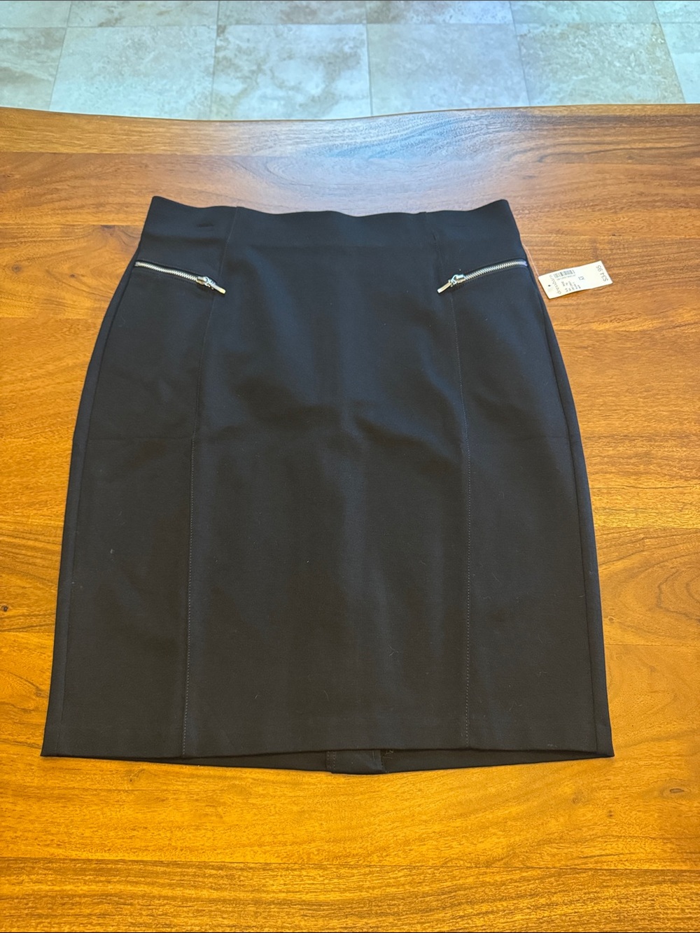 dressbarn Black Pencil Skirt with Silver Zippers